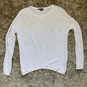Vince White Mesh Open Knit Scoop Neck Sweater Size L